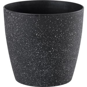 Műanyag virágcserép, Strend Pro Garden Stone, fekete, átmérő: 35 cm, magasság: 35 cm, pöttyökkel, betéttel, 24 l, kőhatású, kerek