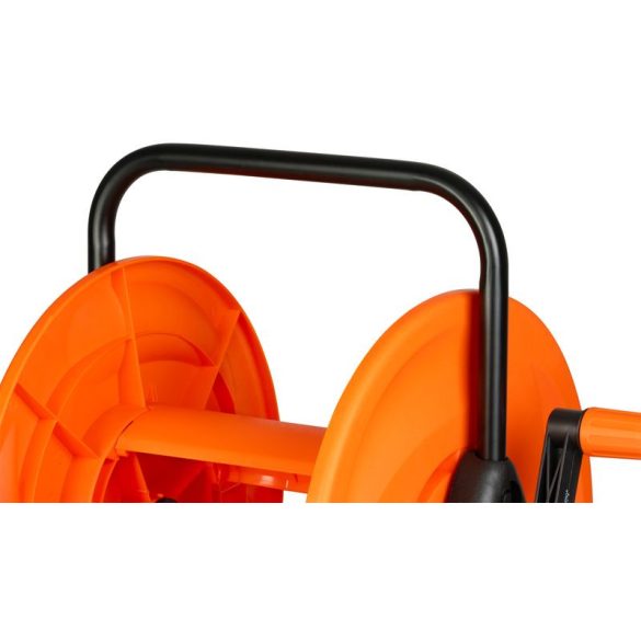 Kerti tömlődob, Strend Pro Garden BJ5223, narancssárga, maximum 60 m 1/2" kerti tömlőhöz, acél és műanyag, kézi hajtókar, tömlő nélkül