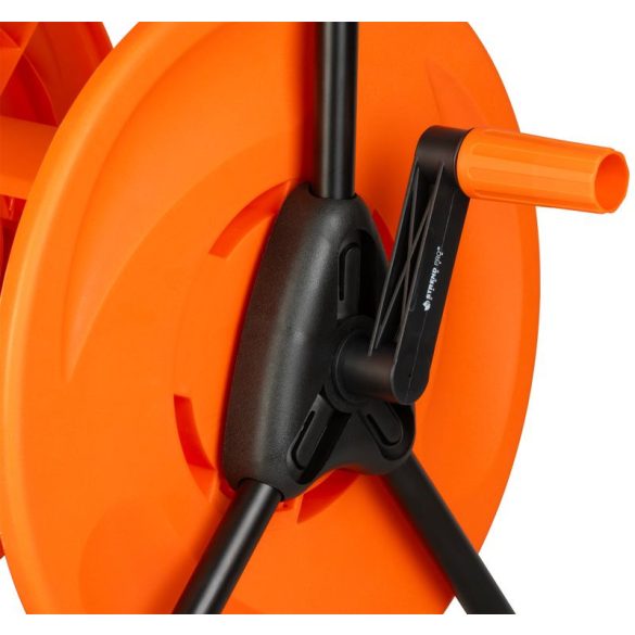 Kerti tömlődob, Strend Pro Garden BJ5223, narancssárga, maximum 60 m 1/2" kerti tömlőhöz, acél és műanyag, kézi hajtókar, tömlő nélkül