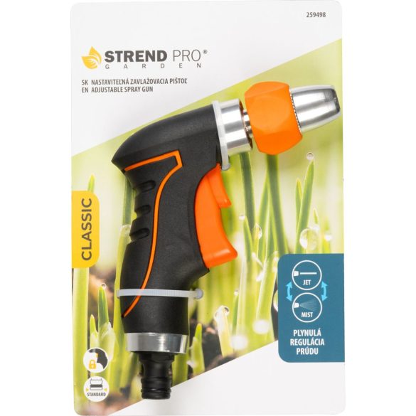 Kerti locsolópisztoly, Strend Pro Garden BJ4027T, fekete/narancssárga, 2 funkciós, állítható vízáram, műanyag