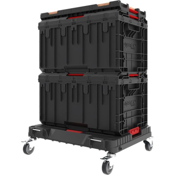 Rendszerező készlet, Qbrick Patrol One, fekete, 6 részes, moduláris, fiókos, kerekes szállítóplatformmal, műanyag, erős zárakkal