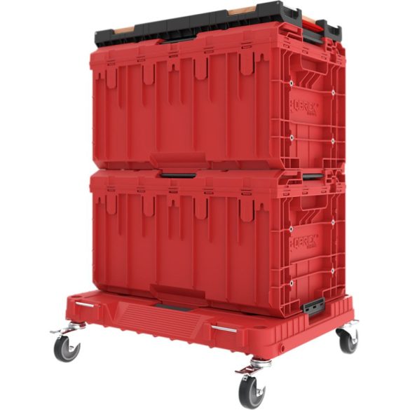 Rendszerező készlet, Qbrick Patrol One 2.0, piros, 7 részes, moduláris, fiókos, kerekes szállítóplatformmal, műanyag