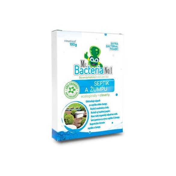 Szeptikus tartály és emésztőgödör aktivátor, Mr.Bacteria, No.1, 100 g, bio-enzimatikus, szagtalanító, szerves hulladékot bontó, extra hatékony