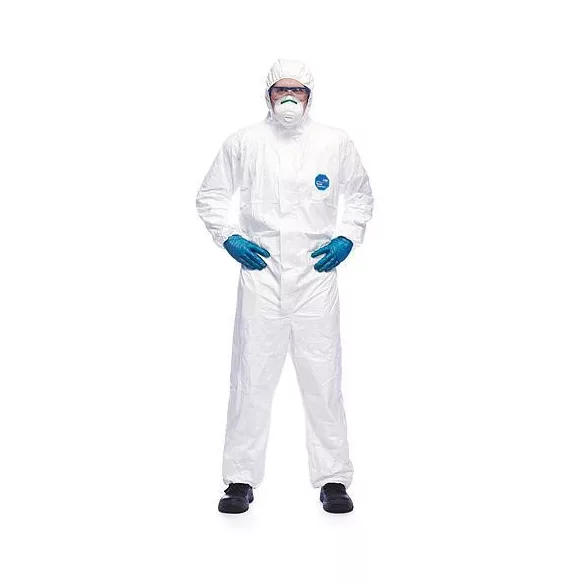 Munkás overál, Červa DuPont Tyvek Classic Xpert, fehér, méret: XXL, vegyszerálló, porálló, cipzáras, kapucnis, elasztikus csukló, derék és bokamandzsetta