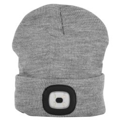   Sapka fejlámpával, Strend Pro Albacore, L méret, szürke, 4x SMD LED, 60 lm, USB-töltés, akkumulátoros, 3 fokozatú fényerő, mosható