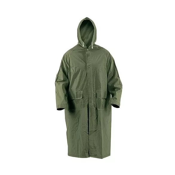 Esőkabát, Červa Cetus, zöld, méret: XL, PVC bevonatos, zárt varratokkal, szellőztethető, belső gumimandzsettával, kapucnis, vízálló