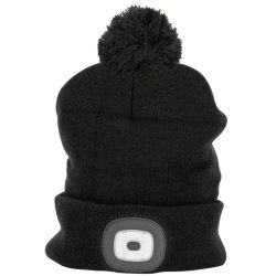   Sapka fejlámpával, Strend Pro Wahoo, L méret, fekete, 4x SMD LED, 60 lm, USB-töltés, akkumulátoros, bojtos