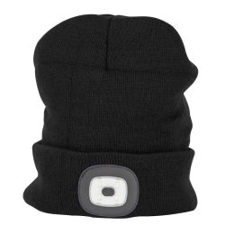   Sapka fejlámpával, Strend Pro Albacore, L méret, fekete, 4x SMD LED, 60 lm, USB-töltés, akkumulátoros, 3 fokozatú fényerő, mosható