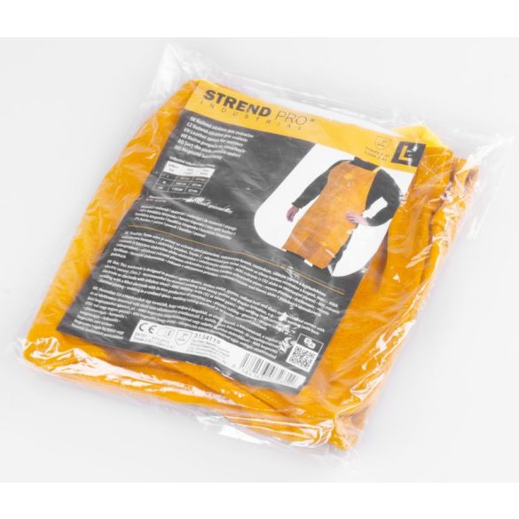 Hegesztőkötény, Strend Pro Industrial, sárga, méret: L, 60 x 90 cm, 98% marhabőr, 2% lángálló szövet, 2. védelmi osztály