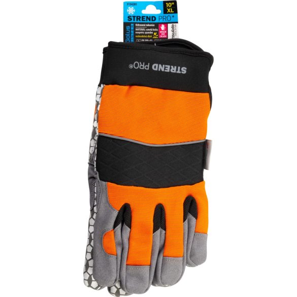 Téli védőkesztyű, Strend Pro Golus Winter, narancssárga/fekete, méret: 10/XL, bélelt Thinsulate szigetelés, vízálló, csúszásmentes műbőr tenyér, EN 388 és EN 511, 1 pár