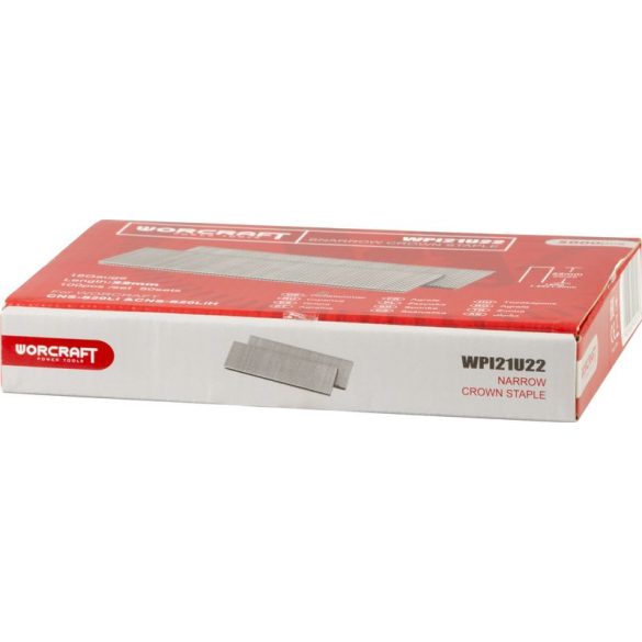 Tűzőgép kapocs, Worcraft, U típus, 22 mm, horganyzott acél, CNS-S20Li / CNS-S20LiH kompatibilis, 5000 db