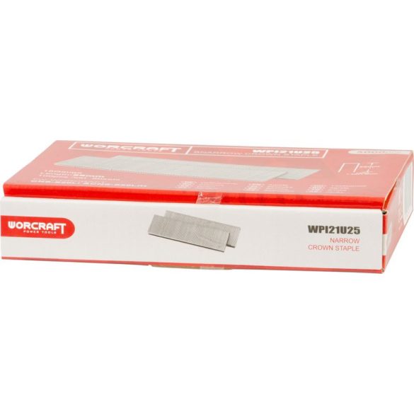 Tűzőgép kapocs, Worcraft, U típus, 25 mm, horganyzott acél, CNS-S20LiH kompatibilis, 5000 db