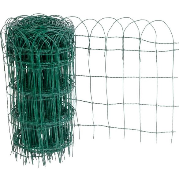 PVC bevonatos kerítésháló, Strend Pro Garden Gardenet, zöld, 65 cm x 25 m, szemméret: 150 x 90 mm, PVC bevonatos acélhuzal, négyszögletű, dekoratív felső kialakítás