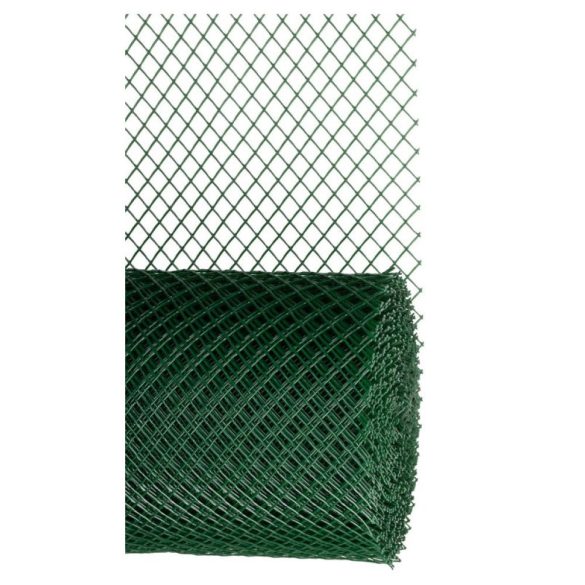 Műanyag kerítésháló, Strend Pro Garden Economy 6, zöld, 100 cm x 25 m, szemméret: 20 x 20 mm, 300 g/m2, 45°-ban döntött négyzetrács, 100 % műanyag