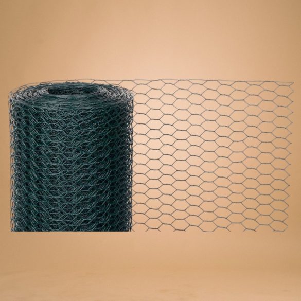 Csibeháló, csirkeháló, Strend Pro Garden Hex PVC, sötétzöld, 50 cm x 10 m, szemméret: 16 mm, drótvastagság: 0,9 mm, PVC bevonatos, hatszögletű