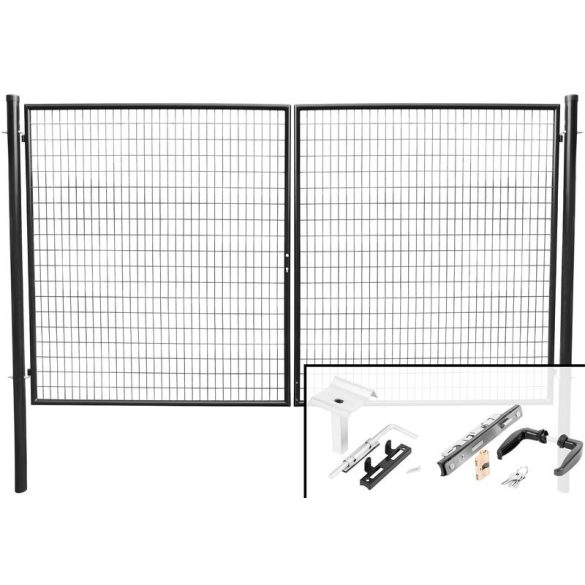 Kapu Strend Pro METALTEC DUO, 3580/1950/100x50 mm, antracit, kétszárnyú, kerti, ZN+PVC, RAL7016