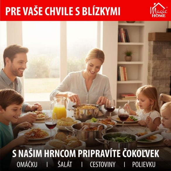 Nyeles lábas, MagicHome Chloe, 18 cm, 2 l, ezüst, üvegfedővel, 304 rozsdamentes acél, háromrétegű alj, indukciós kompatibilis, mosogatógépben mosható