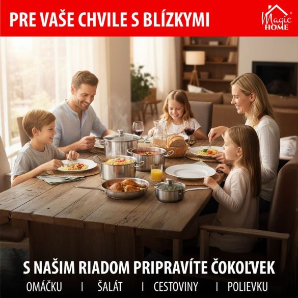 Lábas, MagicHome Chloe, 20 cm, 3 l, ezüst, üvegfedővel, 304 rozsdamentes acél, háromrétegű alj, minden főzőlapra, mosogatógépben mosható