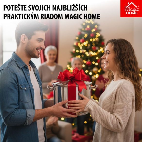 Lábas, MagicHome Chloe, 24 cm, 8 l, ezüst, üvegfedővel, 304 rozsdamentes acél, háromrétegű alj, minden főzőlapra, mosogatógépben mosható