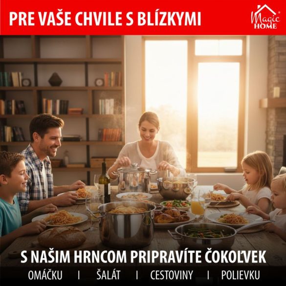 Lábas, MagicHome Chloe, 26 cm, 10 l, ezüst, üvegfedővel, 304 rozsdamentes acél, háromrétegű alj, minden főzőlapra, mosogatógépben mosható