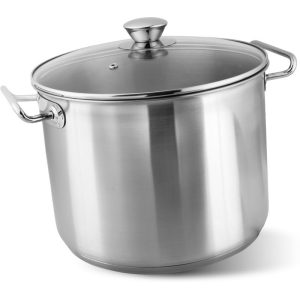 Lábas, MagicHome Chloe, 30 cm, 15 l, ezüst, üvegfedővel, 304 rozsdamentes acél, háromrétegű alj, minden főzőlapra, mosogatógépben mosható