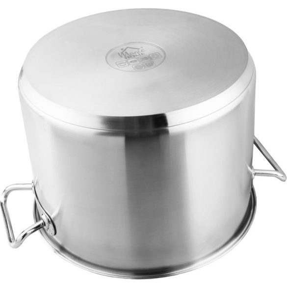 Lábas, MagicHome Chloe, 30 cm, 15 l, ezüst, üvegfedővel, 304 rozsdamentes acél, háromrétegű alj, minden főzőlapra, mosogatógépben mosható