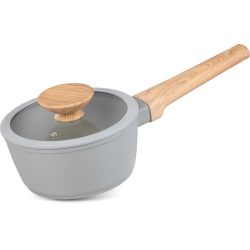   Nyeles lábas, MagicHome Harmony, 16 cm, 1,3 l, szürke, kerámiabevonatos, üvegfedővel, szilikon peremmel, indukciós