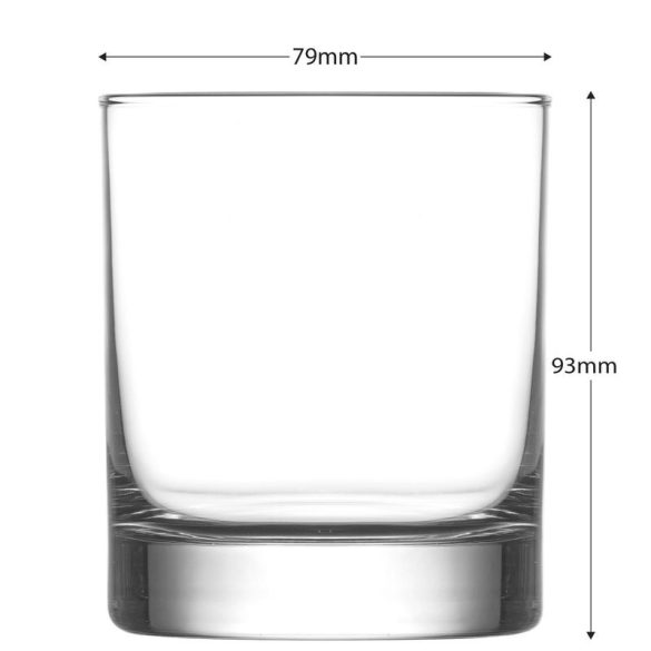 Whiskys pohár készlet, LAV Ada, 320 ml, 6 db, 7,9 × 9,3 cm, átlátszó, üveg, whiskyhez, alkoholos italokhoz