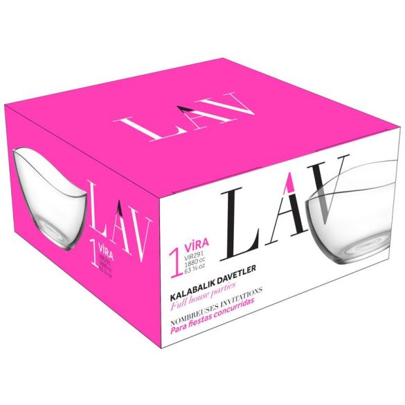 Üvegtál, LAV Vega, 1880 ml, 21 x 10,5 cm, átlátszó, üveg