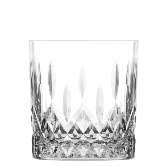 Whiskys pohár készlet, LAV Odin, 330 ml, 6 db, 8,4 × 9,1 cm, átlátszó, üveg, szilárd talp, ergonomikus forma