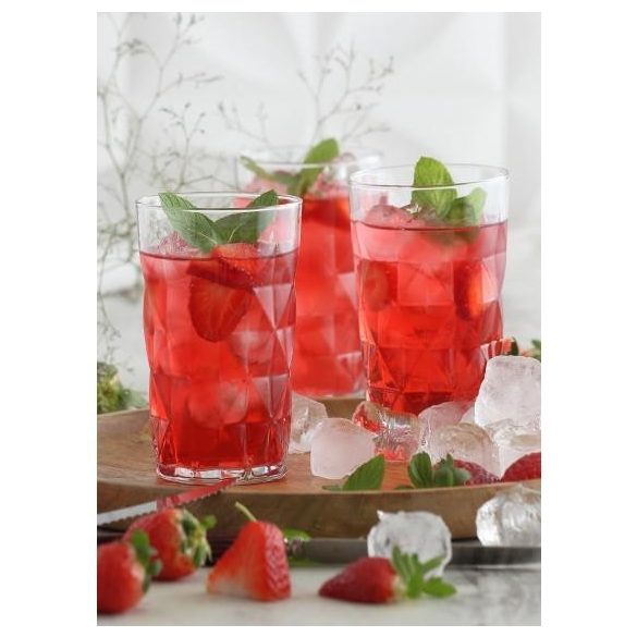 Ivópohár készlet, LAV Keops, 460 ml, 6 db, 8,1 x 13,5 cm, átlátszó, üveg, vízhez és üdítőkhöz, letisztult dizájn, karcsú forma