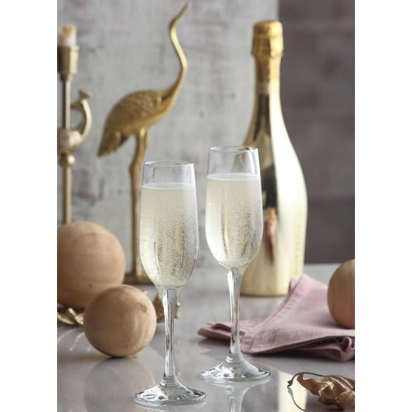 Pezsgőspohár készlet, LAV Fame, 215 ml, 6 db, 4,9 × 23 cm, átlátszó, üveg, elegáns, karcsú, magas, ünnepi koccintásokhoz