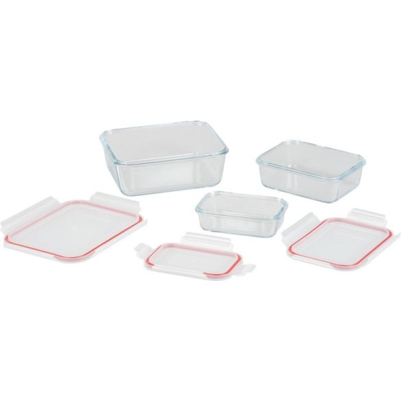 Tárolódoboz szett, MagicHome, átlátszó, 3 db, 400/900/1900 ml, téglalap alakú, fedéllel, hermetikusan záródó, mosogatógépben mosható