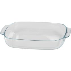   Sütőtál, MagicHome, 3900 ml, átlátszó, 38 × 25,4 × 6,3 cm, téglalap alakú, üveg, sütő- és mikróálló, mosogatógépben mosható, hűtőszekrényben tárolható