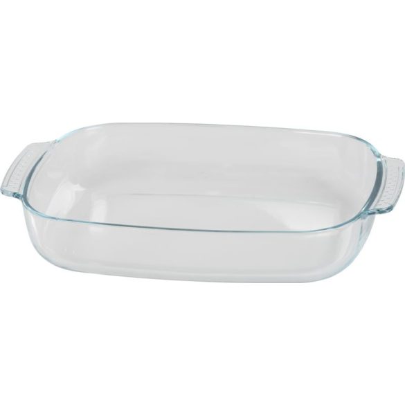 Sütőtál, MagicHome, 3900 ml, átlátszó, 38 × 25,4 × 6,3 cm, téglalap alakú, üveg, sütő- és mikróálló, mosogatógépben mosható, hűtőszekrényben tárolható