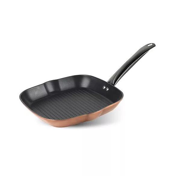 Grill serpenyő, MagicHome Copper Line, 28 cm, réz, tapadásmentes, indukciós, sütőben is használható, mosogatógépben mosható