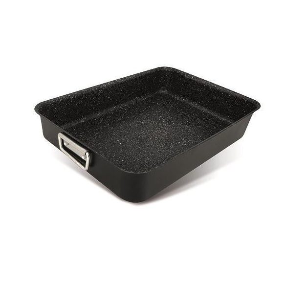 Sütőlemez, MagicHome Marble Line, 40 x 28 x 6,5 cm, matt fekete, márványbevonat, tapadásmentes, PFOA-mentes, hőálló, sütőhöz