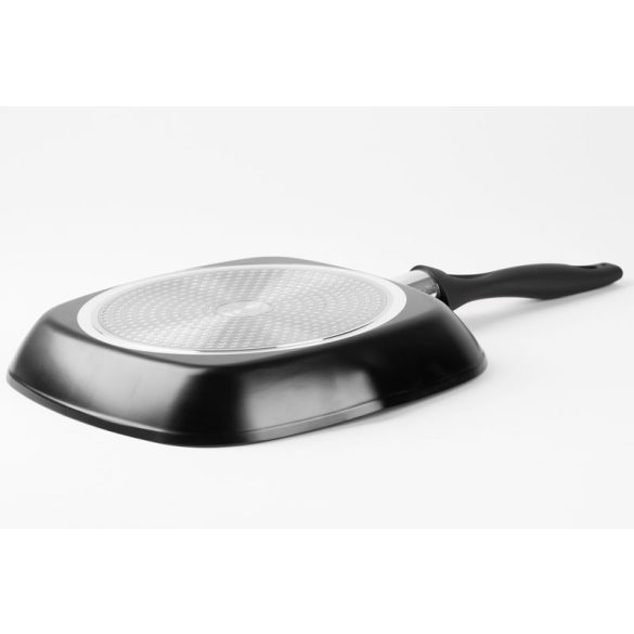 Grill serpenyő, MagicHome Black Line, 28 cm, fekete, márványbevonat, tapadásmentes, indukciós, szilikon bevonatú fogantyú