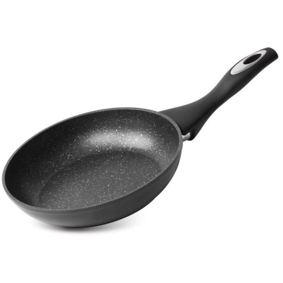 Serpenyő, MagicHome, Black Line 20 cm, fekete, márványbevonat, tapadásmentes, indukciós talp, minden tűzhelyhez, szilikon bevonatú nyél, PFOA-mentes