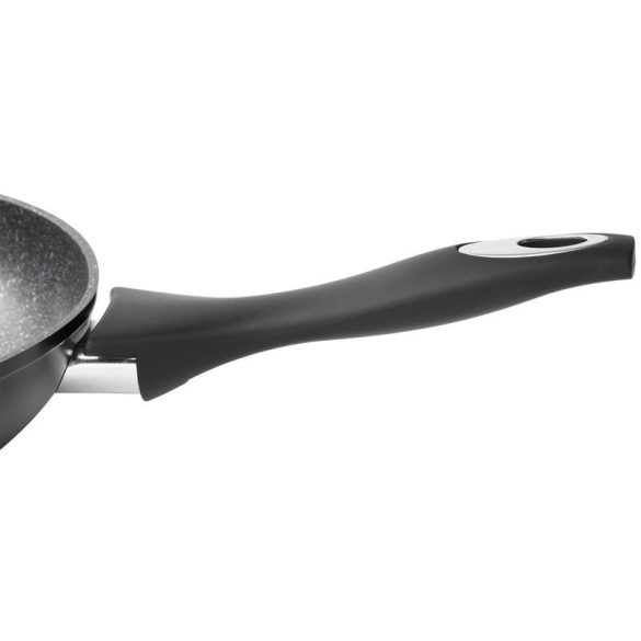 Serpenyő, MagicHome, Black Line 24 cm, fekete, márványbevonat, tapadásmentes, indukciós talp, minden tűzhelyhez, szilikon bevonatú nyél, PFOA-mentes