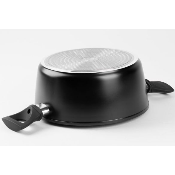 Lábas, MagicHome Black Line, 20 cm, 2,1 l, fekete, márványbevonat, tapadásmentes, indukciós alj, fedővel