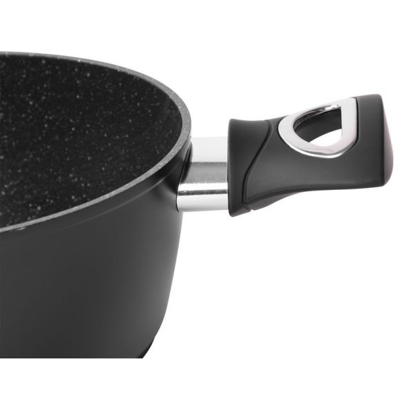 Lábas, MagicHome Black Line, 24 cm, 4 l, fekete, márványbevonat, tapadásmentes, indukciós alj, fedővel