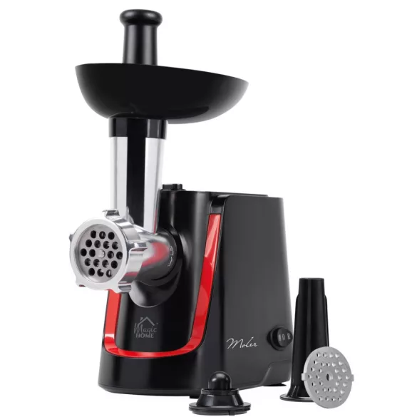 Elektromos húsdaráló, MagicHome Moler, 1340 W, 230 V, 3 az 1-ben, hátramenet, kolbásztöltő és kebbe tartozék, 1,5 kg/perc