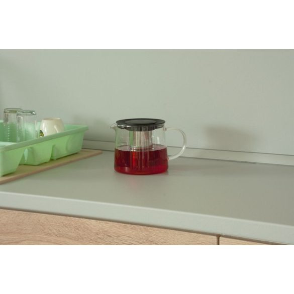 Teáskanna, MagicHome TP003, 1500 ml, átlátszó, boroszilikát üveg, rozsdamentes acél szűrővel, műanyag fedél, mosogatógépben mosható