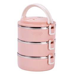   Tárolódoboz szett, MagicHome LB933, rózsaszín, 3 db, 1500 ml (3 x 500 ml), 200 x 150 x 62 mm, kerek, rozsdamentes acél betéttel, gumitömítéssel, légtelenítő szeleppel, hőtartó