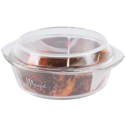   Sütőtál, MagicHome, 2500 ml + 1200 ml, átlátszó, 29 × 25 × 10,4 cm, kerek, edzett boroszilikát üveg, hőálló -40 – +400 °C, mosogatógépben mosható