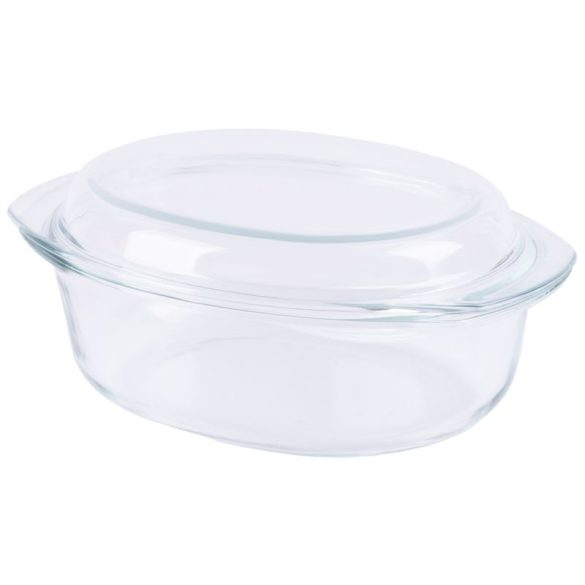 Sütőtál, MagicHome, 3500 ml + 1380 ml, átlátszó, 33,2 × 23 × 13,8 cm, kerek, edzett boroszilikát üveg, hőálló -40 – +400 °C, mosogatógépben mosható