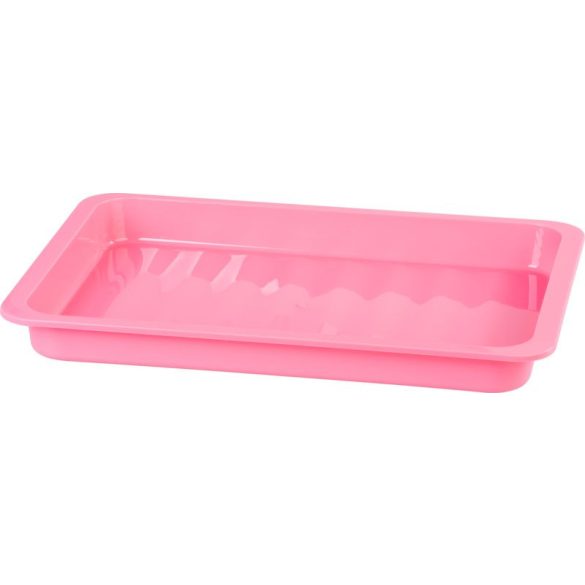 Süteményes doboz, MagicHome Caker CC09E, rózsaszín, 430 x 290 x 80 mm, műanyag, fedeles, két kapoccsal zárható, hűtőszekrényben tárolható