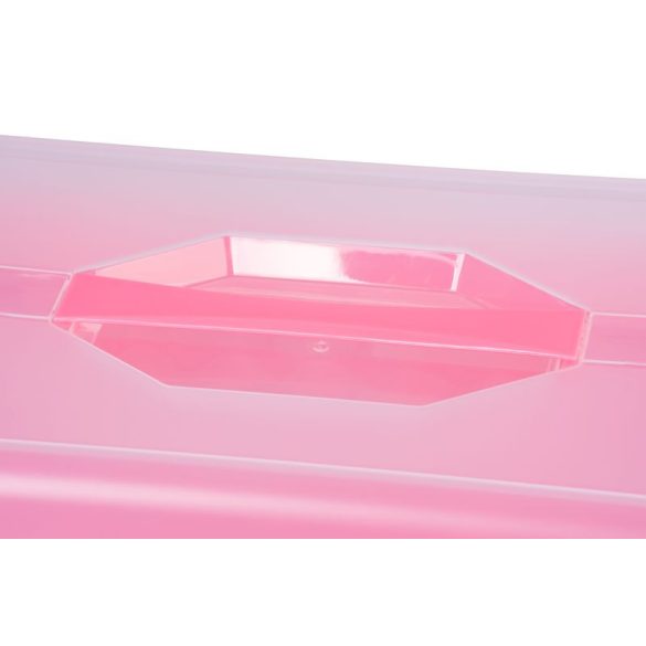Süteményes doboz, MagicHome Caker CC09E, rózsaszín, 430 x 290 x 80 mm, műanyag, fedeles, két kapoccsal zárható, hűtőszekrényben tárolható