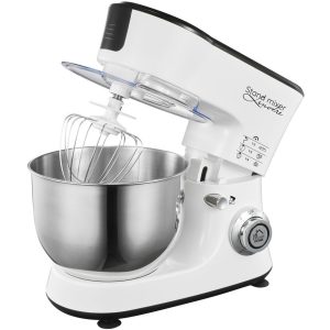 Konyhai robotgép, MagicHome Lenotre, fehér/fekete, 1000W, 230 V, 3 az 1-ben, bolygókeverő rendszer, 6 sebességfokozat, nemesacél keverőedény